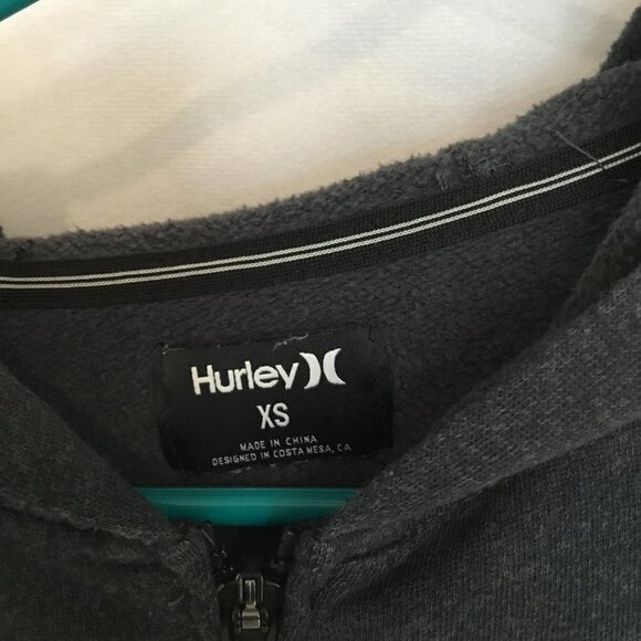 Hurley Hooded Sweatshirt Cotton Pullover Graphic in Charcoal Gray Size XS Beach - Picture 5 of 5